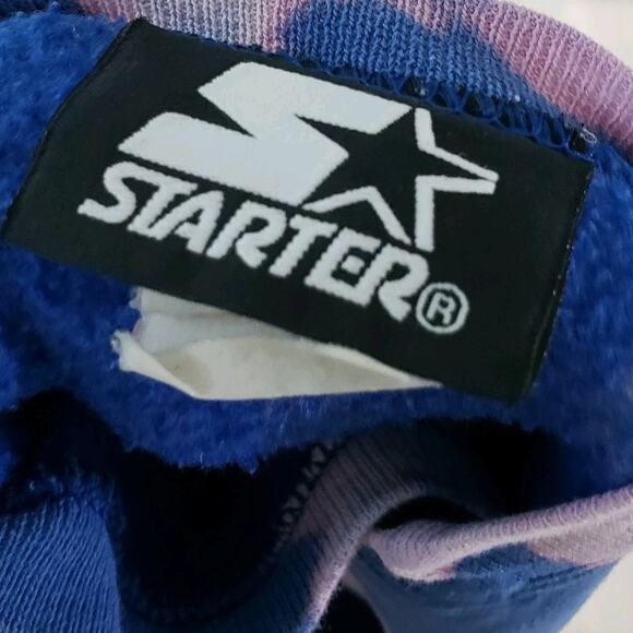 VTG Starter Crewneck Sweatshirt XL TieDye Purple Blue 90s USA Made Rare Pullover - Picture 5 of 5